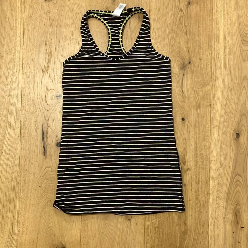 Ivivva Black and White Striped Tank Top